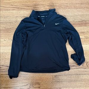 Nike Black Long-Sleeve Quarter Zip Pullover with White Swoosh